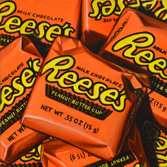 Up on Etsy – Small Painting of a Pile of Reese’s Peanut Butter Cups