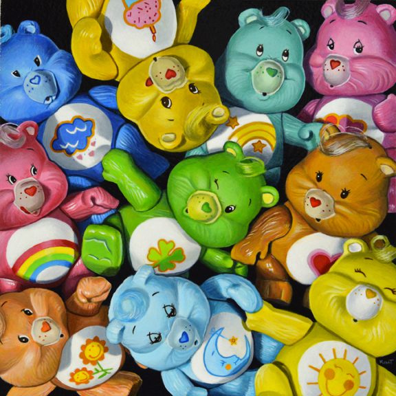 Vintage Care Bears Toys Photorealism Painting – Step by Step Photos
