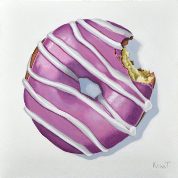 Dark Pink Donut with White Stripes