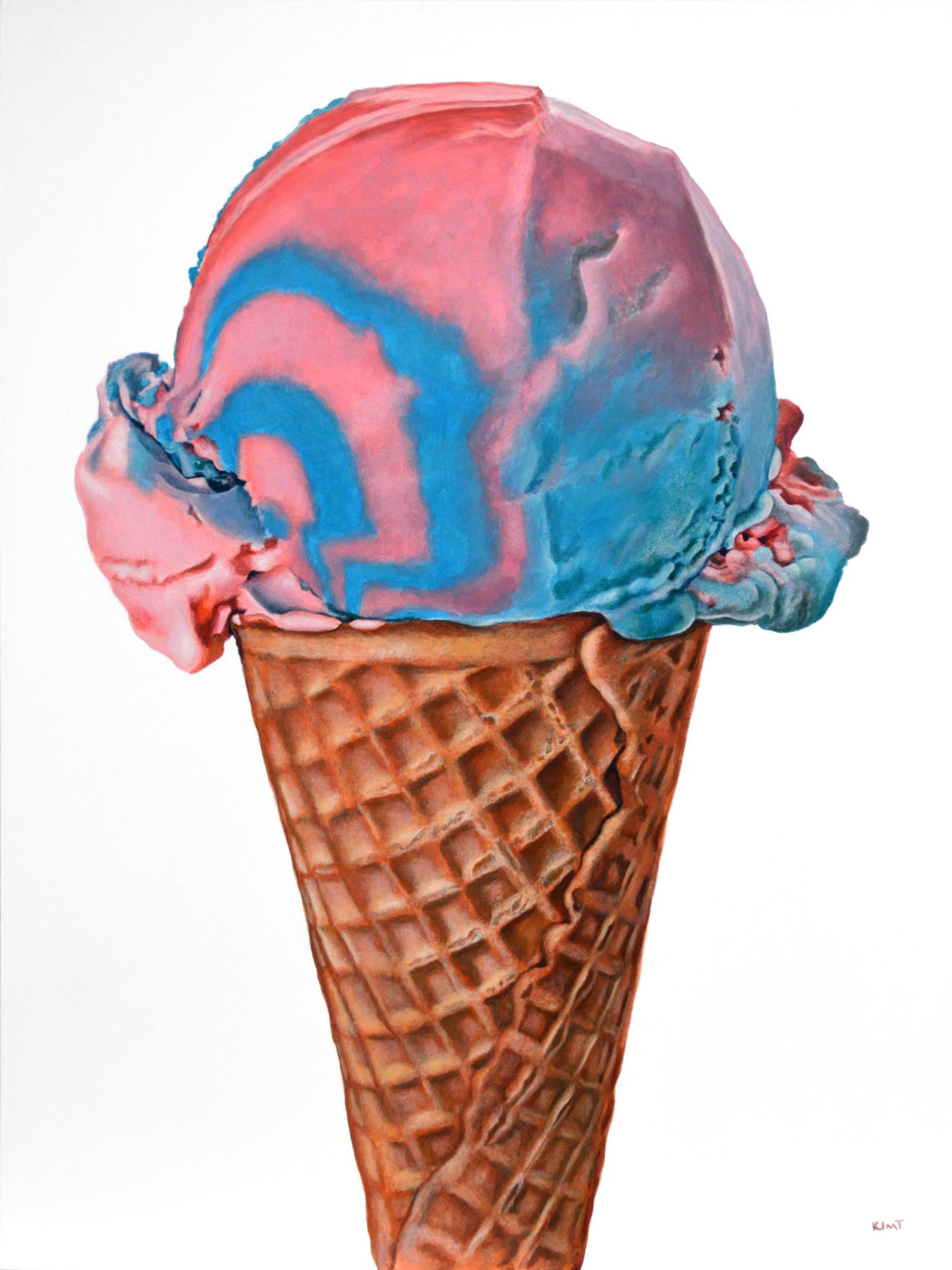 Step by Step Short Acrylic Painting Demo Video of the Cotton Candy Swirl Ice Cream Cone