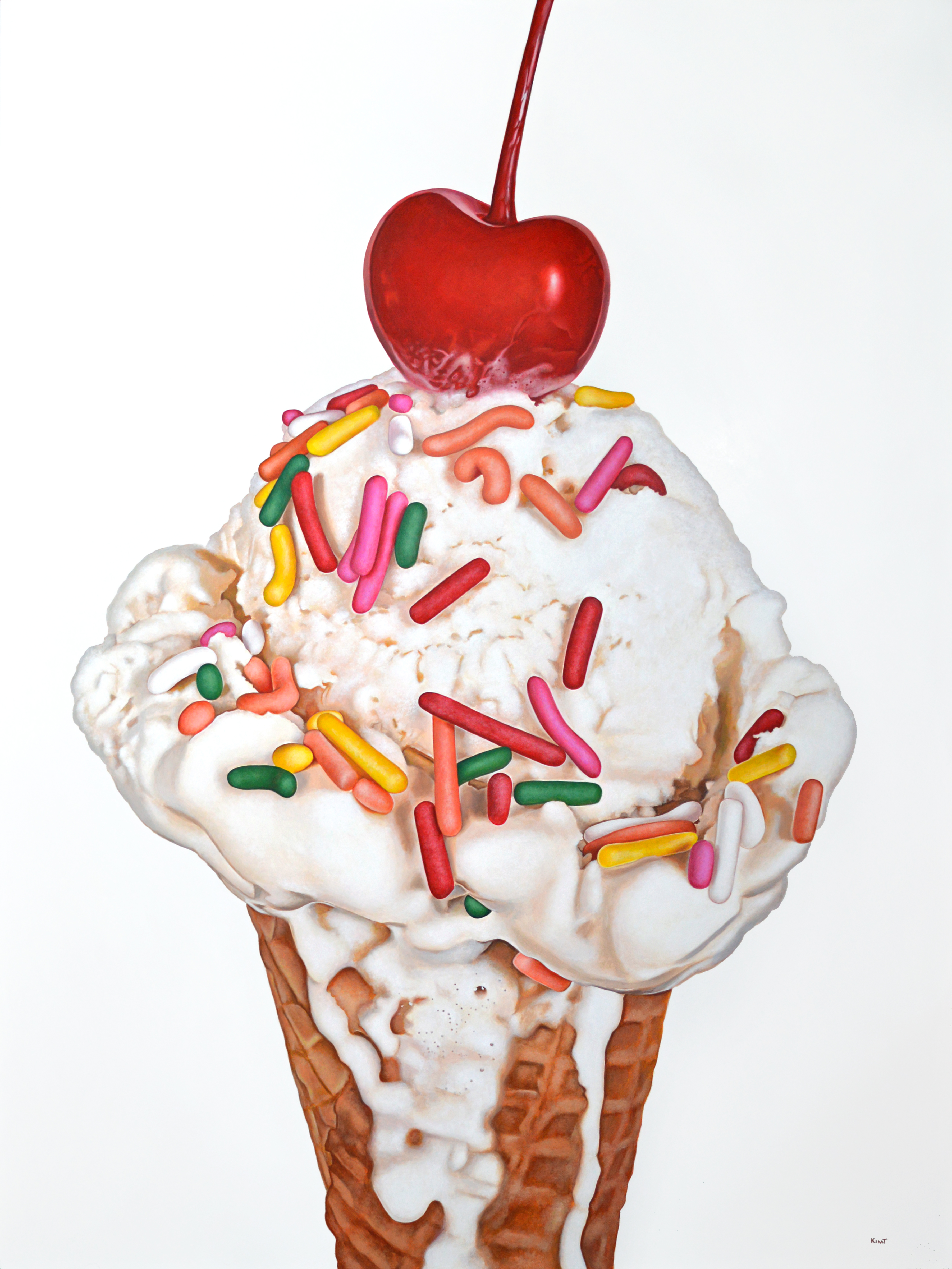 First Look at One of My New Giant Ice Cream Paintings – Sprinkles & Cherry Cone