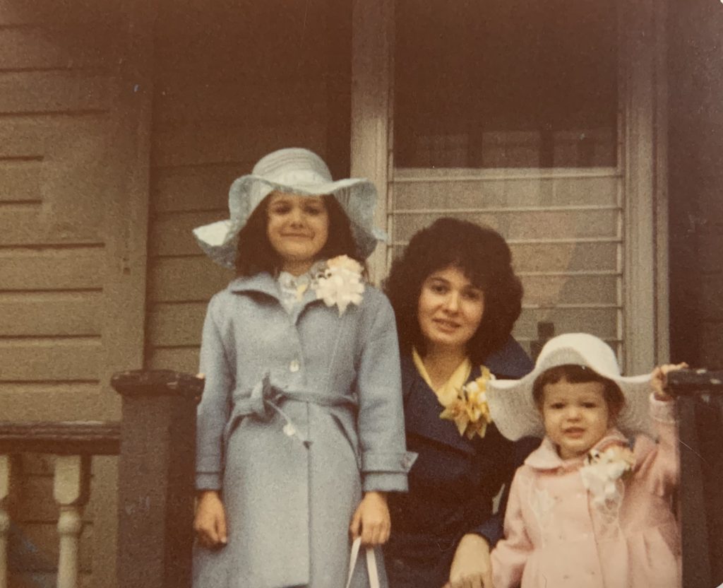 Me, my mom and my sister at Easter