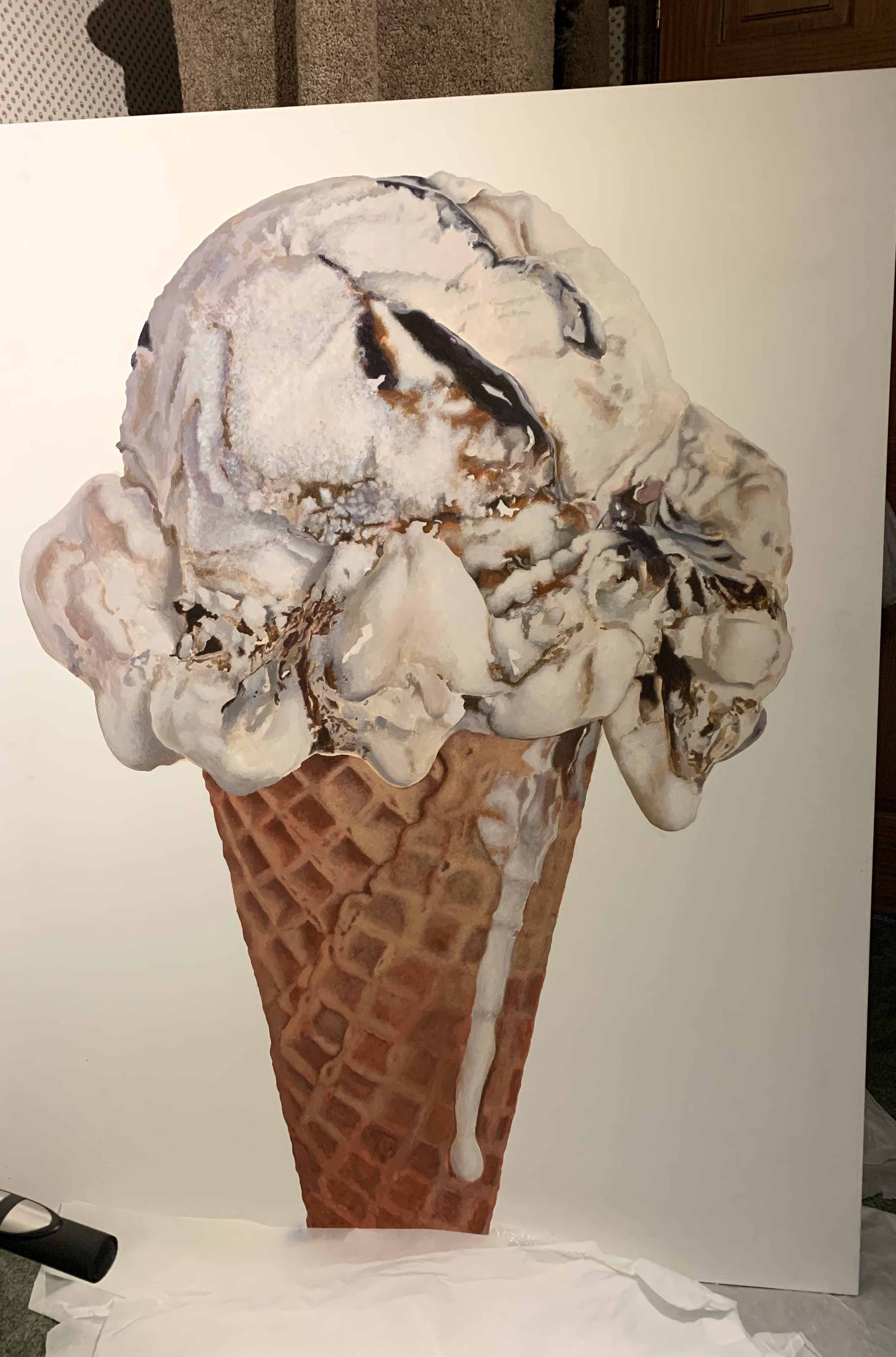 The Abandoned Giant Fudge Ripple ice cream cone painting