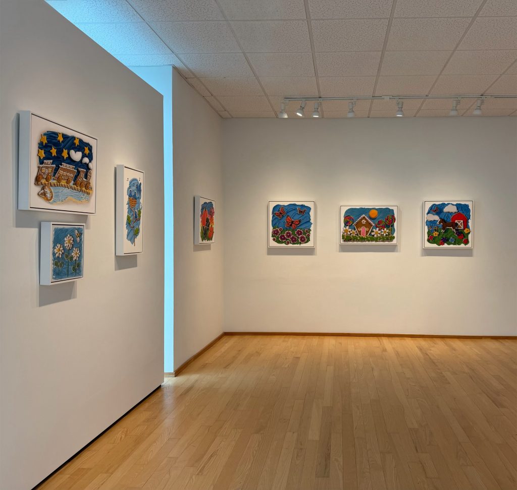 Whimsical trompe l'oeil paintings by Kim Testone at Hidell Brooks Gallery for the March 2026 exhibition.